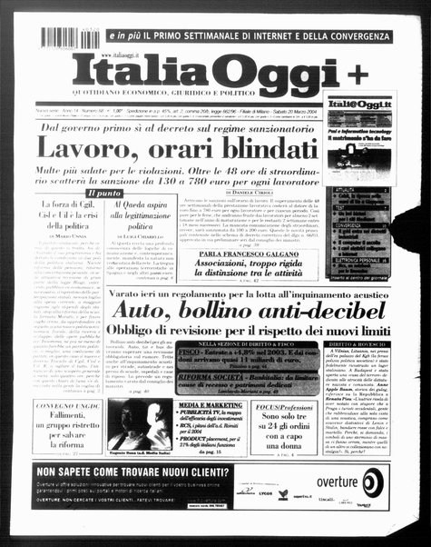 Italia oggi : quotidiano di economia finanza e politica